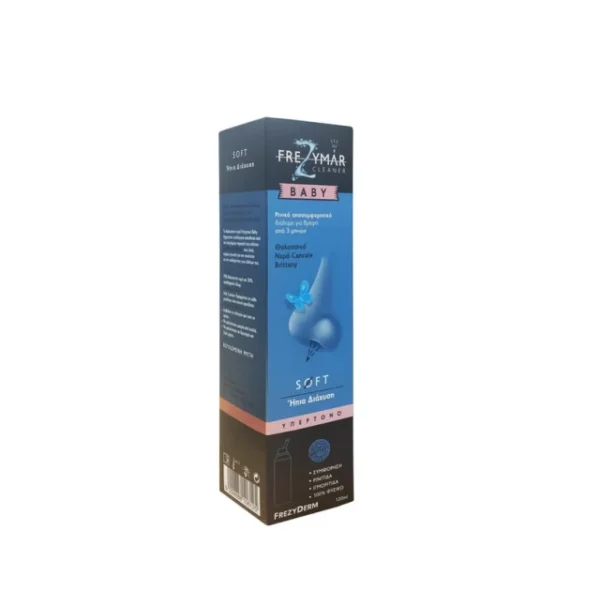 Frezyderm Frezymar Cleaner Baby Hypertonic Soft Spray Υπέρτονο Ρινικό Αποσυμφορητικό για Βρέφη από 3 Μηνών 120ml Βουλωμένη Μύτη Ρινικό Αποσυμφορητικό Διάλυμα για τον καθαρισμό και την αποσυμφόρηση της ρινικής οδού. Το θαλασσινό νερό Frezymar Baby Hypertonic συλλέγεται απευθείας από την ελεγχόμενη περιοχή του κόλπου Cancale στην Βρετάνη, που είναι ευρέως γνωστή για την ποιότητα και την καθαρότητα των υδάτων της. 100% Φυσικό Χωρίς Συντηρητικά Χωρίς Προωθητικό Αέριο