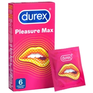 Τα Προφυλακτικά Durex Pleasure Max με ραβδώσεις και κουκκίδες έχουν σχεδιαστεί λαμβάνοντας υπόψη τη γυναίκα. Οι στρατηγικά τοποθετημένες ραβδώσεις και κουκκίδες κοντά στη βάση του προφυλακτικού αυξάνουν τη διέγερση, βελτιώνοντας την εμπειρία της γυναίκας.