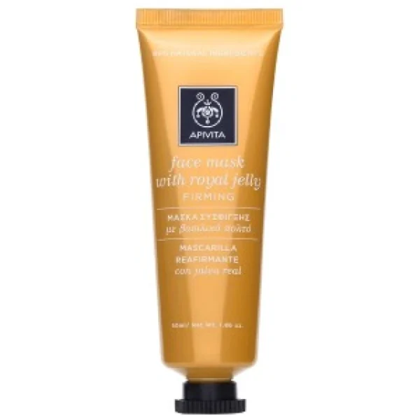 APIVITA Face Mask with Royal Jelly (Firming) 50ml ΚΥΡΙΑ ΧΑΡΑΚΤΗΡΙΣΤΙΚΑ & ΟΦΕΛΗ APIVITA • Καθαρίζει απαλά αλλά και σε βάθος την επιδερμίδα, χωρίς να την αφυδατώνει και να την ερεθίζει • Προσφέρει αντιοξειδωτική προστασία, προφυλάσσοντας την επιδερμίδα από τις περιβαλλοντικές επιθέσεις και την πρόωρη γήρανση ΚΑΤΑΛΛΗΛΗ για όλους τους τύπους επιδερμίδας Αποκλειστική καινοτομία: Η APIVITA αντικαθιστά το νερό στη σειρά face masks & scrubs με έγχυμα από πράσινο τσάι ενισχύοντας ακόμη περισσότερο την αντιοξειδωτική της δράση. Δεν περιέχονται χημικά συστατικά που έχουν κατηγορηθεί για αρνητικές επιδράσεις στην υγεία ή το περιβάλλον. Χωρίς: Parabens, Silicones, Mineral oil, Ethanolamines, Phthalates, PCM, NM ΧΡΗΣΗ Απλώνετε ένα πλούσιο στρώμα σε καθαρή επιδερμίδα, αποφεύγοντας την περιοχή των ματιών, και αφήστε τη να δράσει για 10 λεπτά. Στη συνέχεια, αφαιρέστε τη μάσκα με νωπό βαμβάκι και ξεπλύνετε με άφθονο νερό. Χρησιμοποιήστε τη 1-2 φορές την εβδομάδα. Μόνο για εξωτερική χρήση.