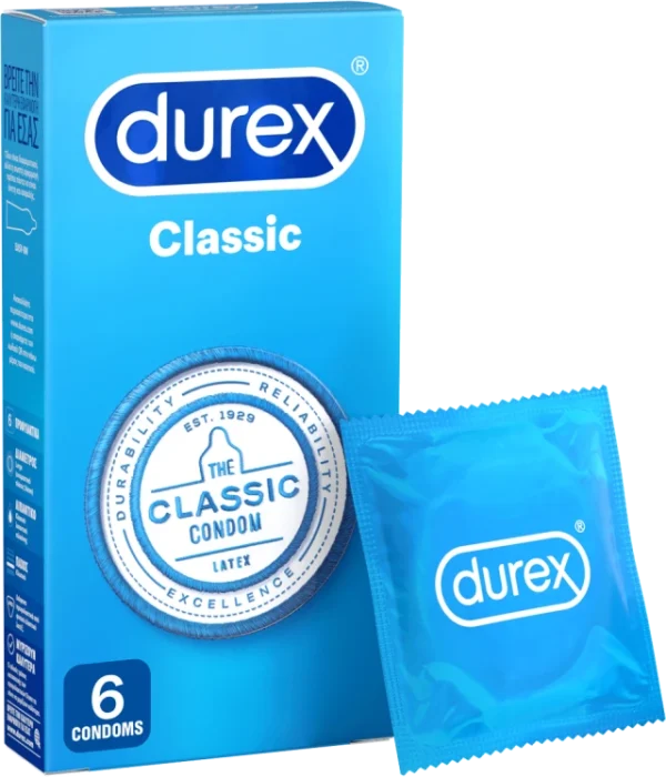 Τα προφυλακτικά Durex Classic προσφέρουν την ίδια ανθεκτικότητα, αξιοπιστία και υπεροχή από τότε που ξεκινήσαμε το 1929. Παραμένοντας απλά, τα κλασικά προφυλακτικά της Durex σας προσφέρουν την προστασία που περιμένετε από την Durex, σε κατάλληλο σχήμα και προ-λιπασμένα με λιπαντικό σιλικόνης για πιο απαλή αίσθηση και πιο ευχάριστη εμπειρία