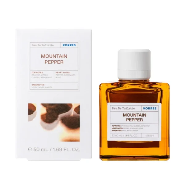 Ένα διαχρονικό ανδρικό άρωμα Korres Mountain Pepper που εκπέμπει τη στιβαρότητα του ξύλου, ανάμεσα σε νότες από Περγαμόντο, Κορίανδρο, Λεβάντα, λευκό Κέδρο και Μήλο. Ανδρικό Άρωμα Ένα διαχρονικό ανδρικό άρωμα που εκπέμπει τη στιβαρότητα του ξύλου, ανάμεσα σε νότες από Περγαμόντο, Κορίανδρο, Λεβάντα, λευκό Κέδρο και Μήλο