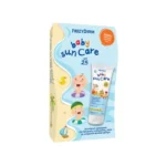 BABY SUN CARE SPF 25 ΒΡΕΦΙΚΟ ΑΝΤΗΛΙΑΚΟ & 50ml ΔΩΡΟ Αντηλιακό γαλάκτωμα προσώπου και σώματος για βρέφη, μόνο με φυσικά φίλτρα. Έχει σύνθεση εμπλουτισμένη με Βιταμίνη Ε και Πανθενόλη και είναι ειδικά σχεδιασμένη για να σέβεται τη φυσιολογία του ευαίσθητου βρεφικού δέρματος. Παράλληλα, θωρακίζει το DNA των κυττάρων του δέρματος και παρέχει προστασία από τις ελεύθερες ρίζες που προκαλούνται από εξωγενείς παράγοντες, όπως ο ήλιος και η ατμοσφαιρική ρύπανση.   Είναι ανθεκτικό στο νερό και είναι ιδανικό για βρέφη και παιδιά, καθώς και για άτομα με ατοπική προδιάθεση ή/και δυσανεκτικά στα οργανικά φίλτρα.