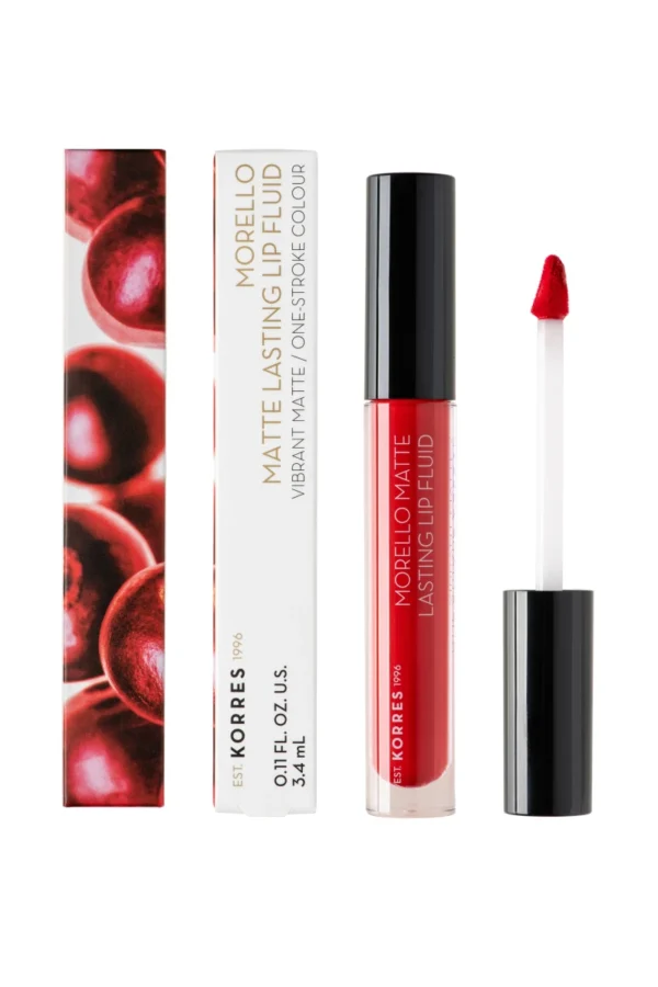 Korres Morello Matte Lasting Lip Fluid 52 Poppy Red 3,4ml