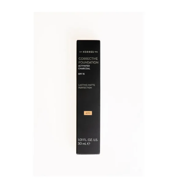 Korres Corrective Foundation SPF15 Activated Charcoal ACF2 Διορθωτικό Make-up με Ενεργό Άνθρακα 30ml