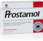 Φροντίδα για τον Προστάτη Το Prostamol είναι ένα συμπλήρωμα διατροφής που περιέχει 320 mg από το εκχύλισμα του Φυτού Σερενόα (Serenoa Repens). Έχει αντιφλεγμονώδη, αποιδηματική δράση και συμβάλει στην αντιμετώπιση των συμπτωμάτων που προκαλούνται από τη καλοήθη υπερπλασία του προστάτη σε άνδρες άνω των 45 ετών χωρίς να επηρεάζει την σεξουαλική ικανότητα. Τα ευεργετικά αποτελέσματα γίνονται αντιληπτά με την μακροχρόνια χρήση του προϊόντος. Μια κάψουλα την ημέρα αρκεί (Μια κάψουλα περιέχει 320mg). Η αποτελεσματικότητα της φυτικής ουσίας Serenoa Repens επιβεβαιώνεται από κλινικές έρευνες. Δεν περιέχει γλουτένη. Συστατικά: Serenoa Repens (Bartram) Small (ελαιώδες εκχύλισμα του καρπού), ζελατίνη, γλυκερόλη 85%. Κάθε κάψουλα περιέχει 320mg Serenoa Repens (Bartram) Small (ελαιώδες εκχύλισμα του καρπού).