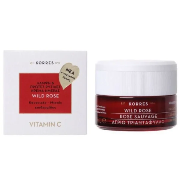 Korres Wild Rose Vitamin C Κρέμα Προσώπου Άγριο Τριαντάφυλλο Λάμψη/ Πρώτες Ρυτίδες Κανονικές/Μεικτές 40ml