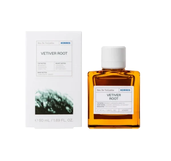 Korres Vetiver Root Eau De Toilette Ανδρικό Άρωμα Άρωμα με Νότες Περγαμόντου & Πράσινου Τσαγιού Φρέσκο, ζεστό και ισορροπημένο | Με αρωματικές νότες περγαμόντου και πράσινου τσαγιού. Συσκευασία: 50ml