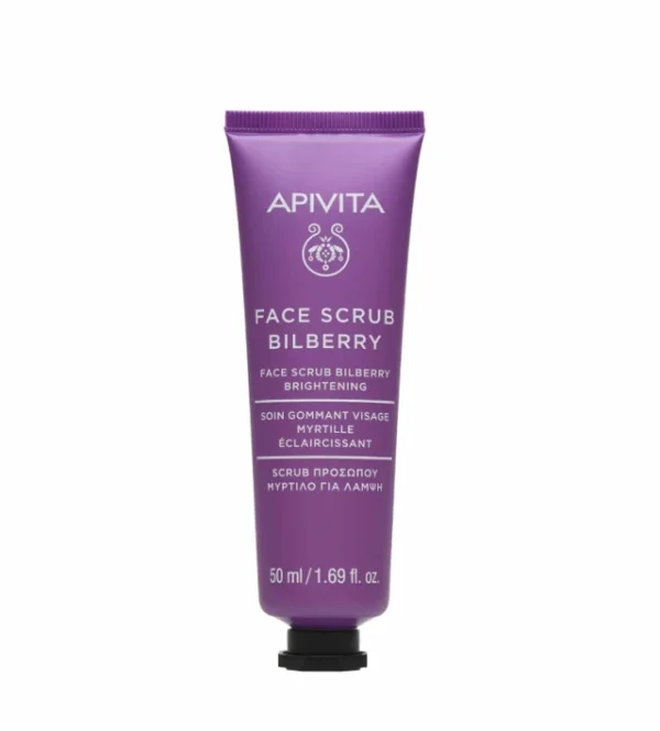 APIVITA Face Scrub with Bilberry (Brightening) 50ml ΚΥΡΙΑ ΧΑΡΑΚΤΗΡΙΣΤΙΚΑ & ΟΦΕΛΗ APIVITA • Καθαρίζει απαλά αλλά και σε βάθος την επιδερμίδα, χωρίς να την αφυδατώνει και να την ερεθίζει • Προσφέρει αντιοξειδωτική προστασία, προφυλάσσοντας την επιδερμίδα από τις περιβαλλοντικές επιθέσεις και την πρόωρη γήρανση ΚΑΤΑΛΛΗΛΗ για όλους τους τύπους επιδερμίδας ΙΔΑΝΙΚH για κανονικές, ξηρές και ευαίσθητες επιδερμίδες Αποκλειστική καινοτομία: Η APIVITA αντικαθιστά το νερό στη σειρά face masks & scrubs με έγχυμα από πράσινο τσάι ενισχύοντας ακόμη περισσότερο την αντιοξειδωτική της δράση. Δεν περιέχονται χημικά συστατικά που έχουν κατηγορηθεί για αρνητικές επιδράσεις στην υγεία ή το περιβάλλον. Χωρίς: Parabens, Silicones, Mineral oil, Ethanolamines, Phthalates, PCM, NM ΧΡΗΣΗ Απλώνετε ένα πλούσιο στρώμα σε καθαρή επιδερμίδα, αποφεύγοντας την περιοχή των ματιών, και αφήστε τη να δράσει για 10 λεπτά. Στη συνέχεια, αφαιρέστε τη μάσκα με νωπό βαμβάκι και ξεπλύνετε με άφθονο νερό. Χρησιμοποιήστε τη 1-2 φορές την εβδομάδα. Μόνο για εξωτερική χρήση.