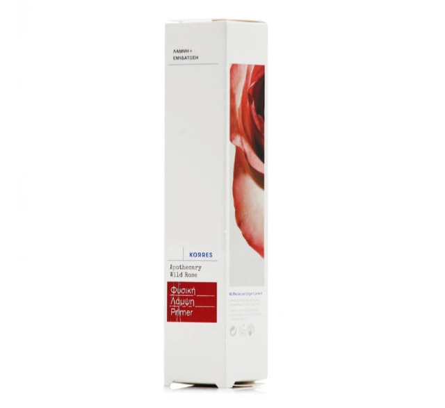Το Korres Wild Rose Natural Glow Primer είναι ένα ανάλαφρο primer που χρησιμοποιείται ως βάση για το μακιγιάζ. Η υβριδική του σύνθεση με πέρλες αντανάκλασης φωτός δημιουργεί τον ιδανικό καμβά για ένα ομοιόμορφο και με μεγάλη διάρκεια μακιγιάζ ενώ παράλληλα δίνει όψη υγείας και φυσικής λάμψης. Βασικά συστατικά Έλαιο τριαντάφυλλου: Πλούσιο σε λιπαρά οξέα για μέγιστη ενυδάτωση και λάμψη. Βιταμίνη Super C: Βιταμίνη C υψηλής απορρόφησης για ομοιόμορφο τόνο και μείωση της εμφάνισης των λεπτών γραμμών στην περιοχή των ματιών. Ιδιότητες Ενυδατώνει και φωτίζει άμεσα την επιδερμίδα. Βελτιώνει τον τόνο του δέρματος. Διευκολύνει την εφαρμογή του μακιγιάζ και παρατείνει την διάρκειά του. Χαρακτηριστικά 92,8% φυσικά συστατικά Δερματολογικά ελεγμένο Κατάλληλο για vegeterians και vegans