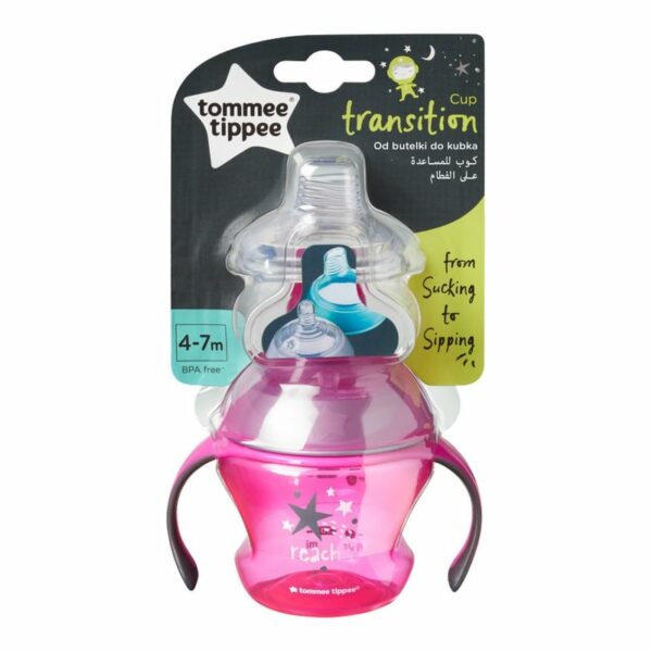 Τα κύπελλα Tommee tippee είναι ειδικά σχεδιασμένα για μωρά, βοηθώντας στην ομαλή μετάβαση από τον μητρικό θηλασμό ή τη σίτιση με μπιμπερό στη χρήση του κύπελλου.